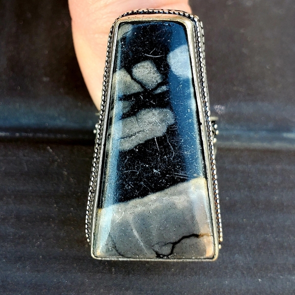 New Oversized Picasso Jasper 925 Silver Ring. - Picture 15 of 16